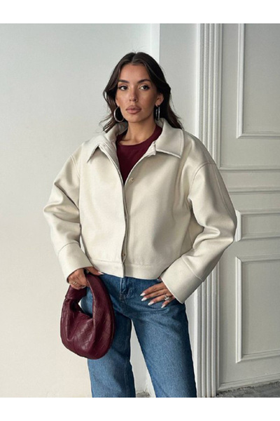 Panku Bizu Design Store Silvia Yarasa Kol Yün Karışımlı Kaşe Bomber Ceket