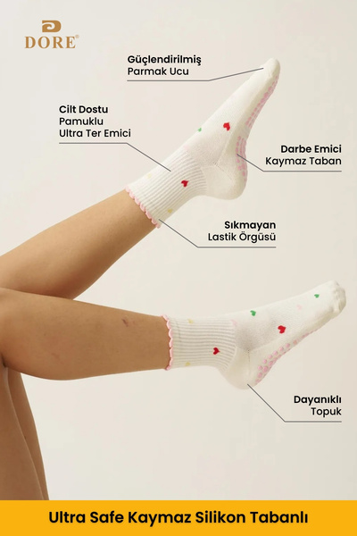 Dore Orijinal Kadın 16'lı Set Yoga & Pilates Kaydırmaz Tabanlı Trend Model Özel Paket Çorap Seti 16 Çift