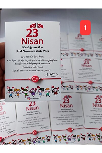 Lilamor 25 Adet 23 Nisan Hediyesi Türk Bayrak, Ay Yıldız Bileklik