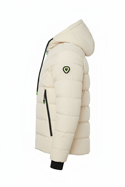 SİVAİST Cream Boy's Water and Windproof Washable Jacket & Coat with Thick Fur Inside