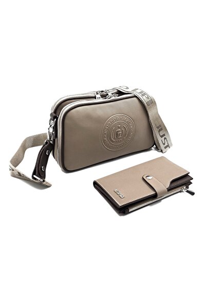 Just Polo kadın 5 bölmeli omuz çantası ve cüzdan kombini