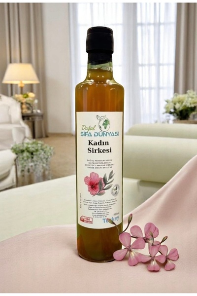 DogalSifaDünyası Kadın Sirkesi 500 ml %100 Doğal Fermantasyon Cam Şişe