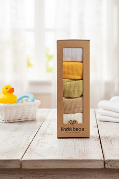 Esinti 5 Pairs of Newborn Boxed Unisex Baby Boy and Girl Colorful Socks