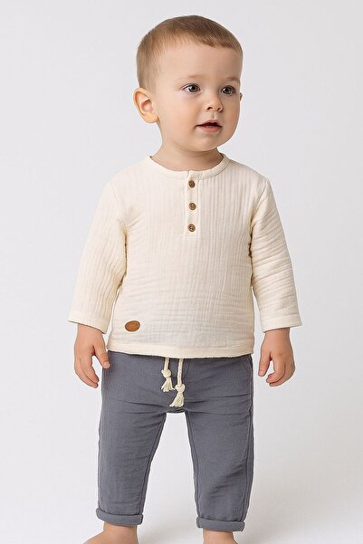 TNY Muslin Fabric 100% Cotton Bottom-Top Double Boy's Set