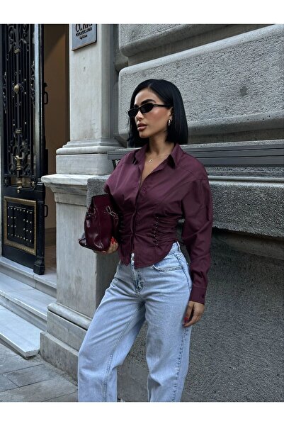 SEVENLINE Women's Corset and Tie Detail Poplin Shirt