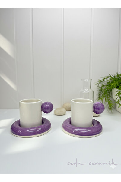 seda seramik Handmade 9 Color Dragee Series 4-Piece Coffee Cup Set for 2 People