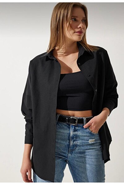 Butik Kadın Oversize Uzun Basic Gömlek