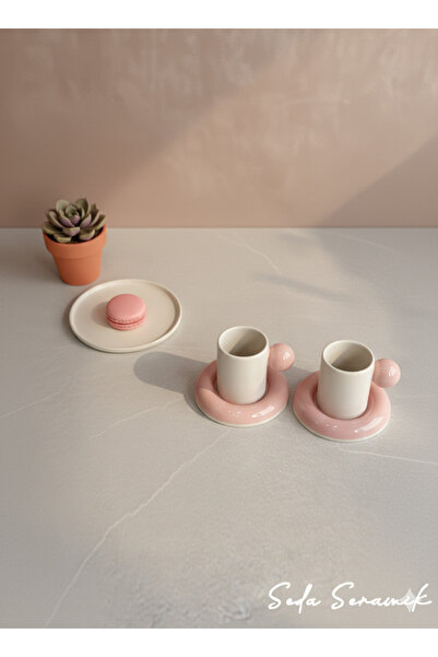 seda seramik Handmade 9 Color Dragee Series 4-Piece Coffee Cup Set for 2 People