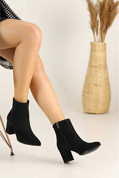 Genel Markalar Kadın Sivri Burun Fermuarlı Topuklu Bot