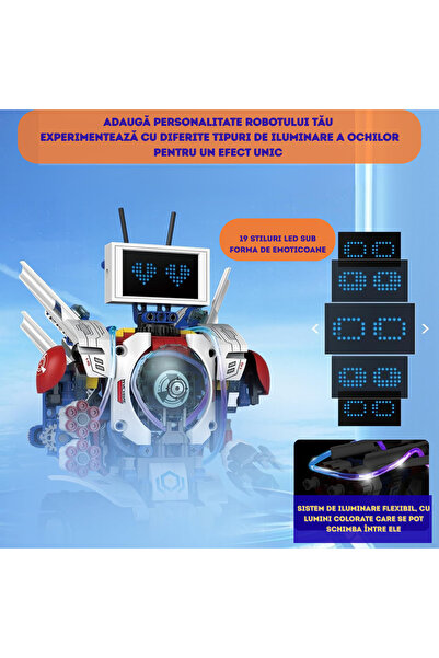 RaSteff Set Constructie Roboti 5in1 ,620 Piese, Programabili, Control prin Aplicatie si Telecomanda,6 ani +