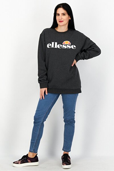 Ellesse Women Crew Neck Long Sleeves Graphic Sweatshirt, Dark Grey