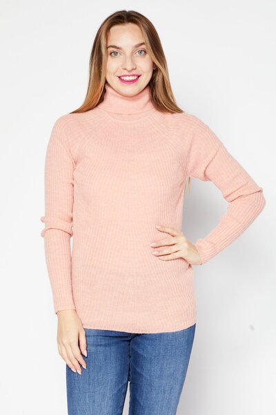 Brave Soul سترة نسائية ذات رقبة على شكل سلحفاة وأكمام طويلة ومزخرفة باللون ال...