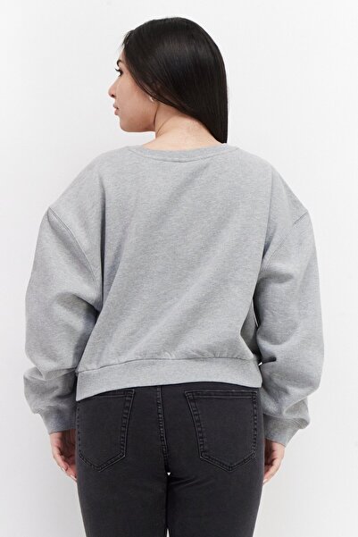 Ellesse Women Round Neck Brand Logo Long Sleeve Sweatshirts, Grey Combo