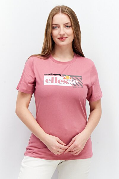 Ellesse تي شيرت نسائي رياضي بأكمام قصيرة، وردي