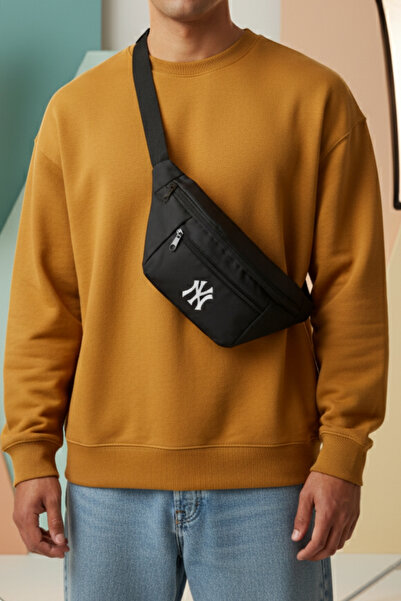 Outlet Çarşım Ny Erkek Siyah Bel Ve Çapraz Omuz Çantası 2 Bölmeli