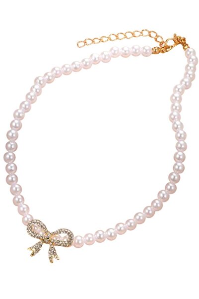 huitich عقد من اللؤلؤ مع قلادة على شكل قوس من الكريستال