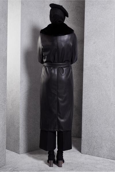 Alvina KÜRK DETAYLI SUNİ DERİ TRENÇKOT 10909