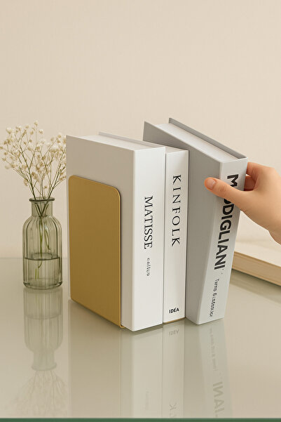 VENON 2 Τεμάχια MAT GOLD SPECIAL SERIES Επίπεδο μεταλλικό μοντέλο Στήριγμα βιβλίων Διακοσμητικό αξεσουάρ Στήριγμα βιβλίων