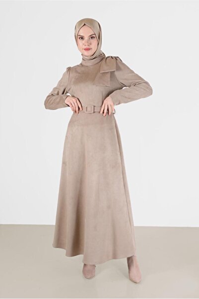 Alvina KURDELE DETAYLI KEMERLİ SÜET ELBİSE 42385