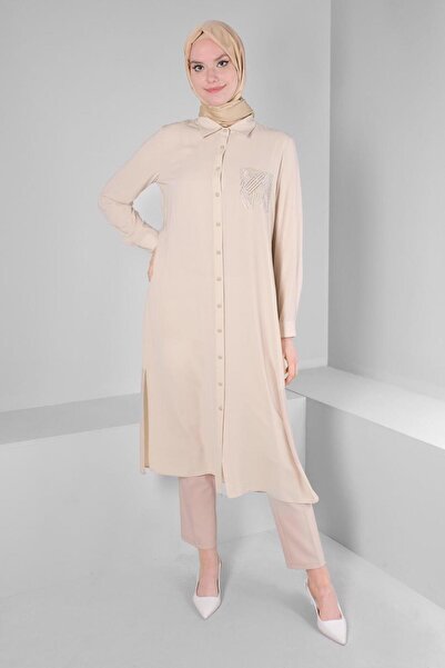 Alvina STONE PRINTED BUTTONED LONG TUNIC 43522