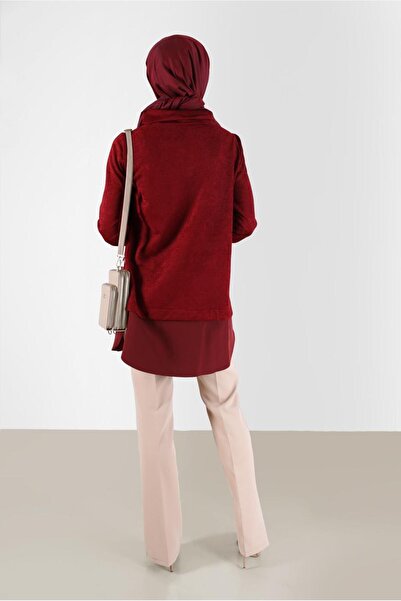 Alvina SHIRT PIECE DETAIL DEGAJE COLLAR CHANIL VELVET TUNIC 42397