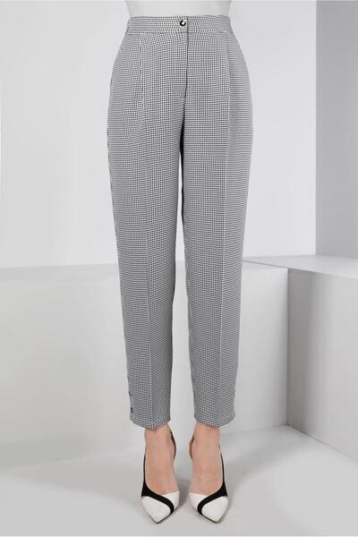 Alvina Houndstooth Patterned Classic Trousers 70437