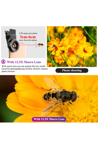 APEXEL 0.45X Super Wide Aperture and 12.5X Macro Micro Lens Hd Camera Lenses - Phone Lens Set for iPhone