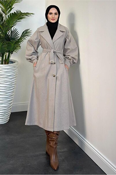 TRENDTESETTÜR Beige Stone Colored Women's Coat - t 4216