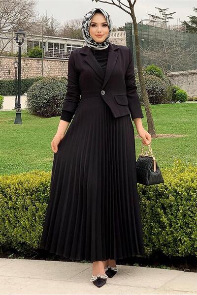 TRENDTESETTÜR Γυναικείο φόρεμα με μαύρο σακάκι look T 0073