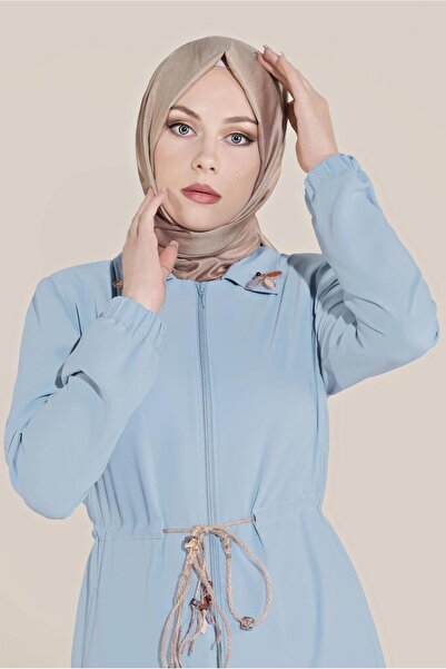 Alvina Collar Brooched Waist Lace-Up Coat 10226