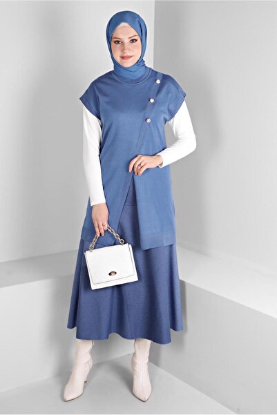 TRENDTESETTÜR KADIN LACİVERT (A.İNDİGO) ТРИКО СВЕТЕР Т 43124