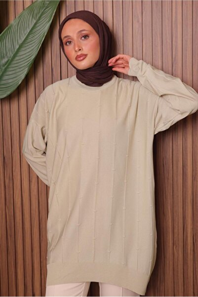 TRENDTESETTÜR Women's Beige Knit Tunic t 4007