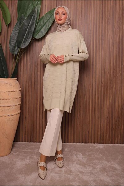 TRENDTESETTÜR Women's Ecru Knit Tunic t 7007