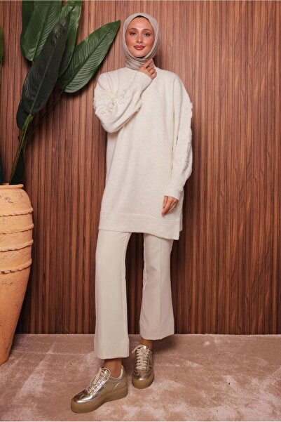 TRENDTESETTÜR Women's Ecru Knit Tunic t 4507