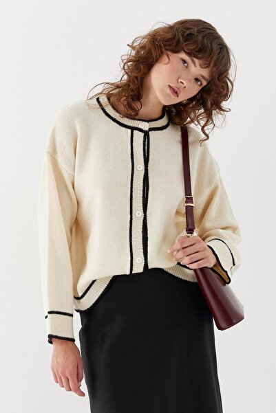 MARKALİSTE Contrast Striped Knitwear Cardigan Cream