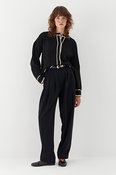 MARKALİSTE Contrast Striped Knitwear Cardigan Black