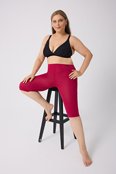 ELİT zümrüt Leggings capri pentru femei, sub genunchi, 100% bumbac, cu talie elastică