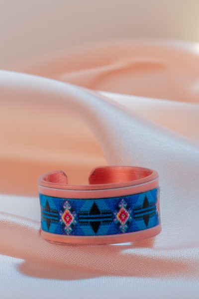 OSMANLI GÜMÜŞ Women's Copper Bracelet Ring Set - Zaira Model Special Edition Metal Box and Quartz Stone