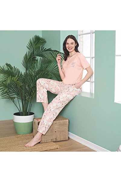 Over Sleep by Poleren Over Sleep 1857 Kadın Kısa Kol Modal  Yazlık Pijama Takım