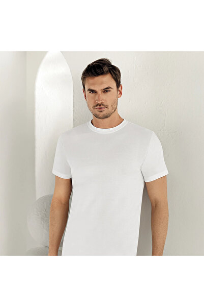 Şahinler E003 Ανδρικό κοντομάνικο εσώρουχο 100% βαμβακερό γιακά