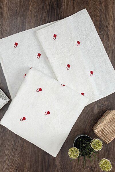 Sevim Набір бамбукових рушників для ванної кімнати з вишитим серцем, 2 шт. - М'які та стильні - Набір рушників для весілля, 2 шт. - Tivoli