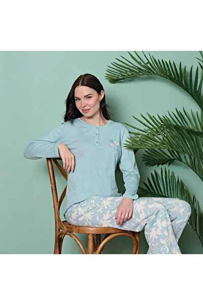 Over Sleep by Poleren Over Sleep 1807 Women's Long Sleeve Single Jersey-Modal Four Season Pajama Set
