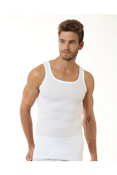 Öztaş Underwear Erkek Beyaz Ribana Atlet 1026-a