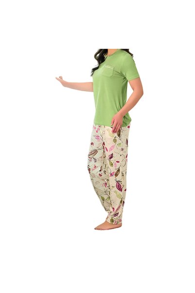 Rozalinda 3530 Women's Summer Short Sleeve Long Bottom Plus Size Pajamas Set