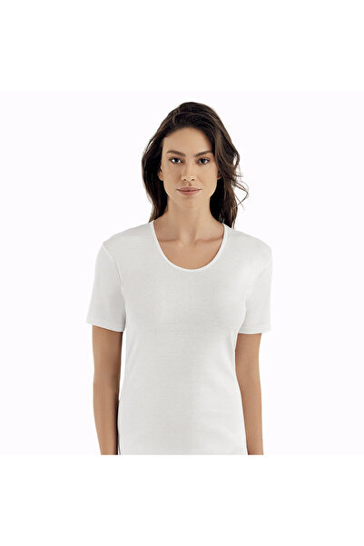 Şahinler B010 Γυναικείο κοντομάνικο εσώρουχο με ραβδώσεις - 100% βαμβάκι