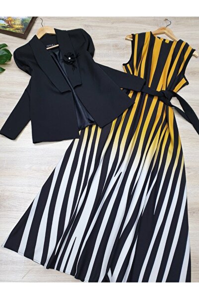 NHMODA DUBAI AND CREPE FABRIC JACKET-DRESS MODEST SET