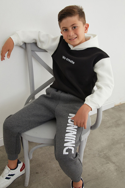 Fulla Moda 3 İplik Running Baskılı Erkek Çocuk Jogger Eşofman Altı