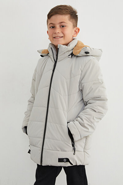Fulla Moda Printed Zippered Hooded Boy's Coat