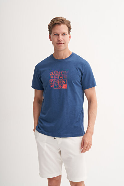 Cazador Μπλουζάκι με βαμβακερό σχέδιο με λαιμόκοψη Slim Fit