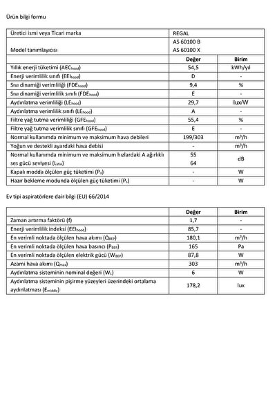 Regal As 60100 X Inox Sürgülü Aspiratör